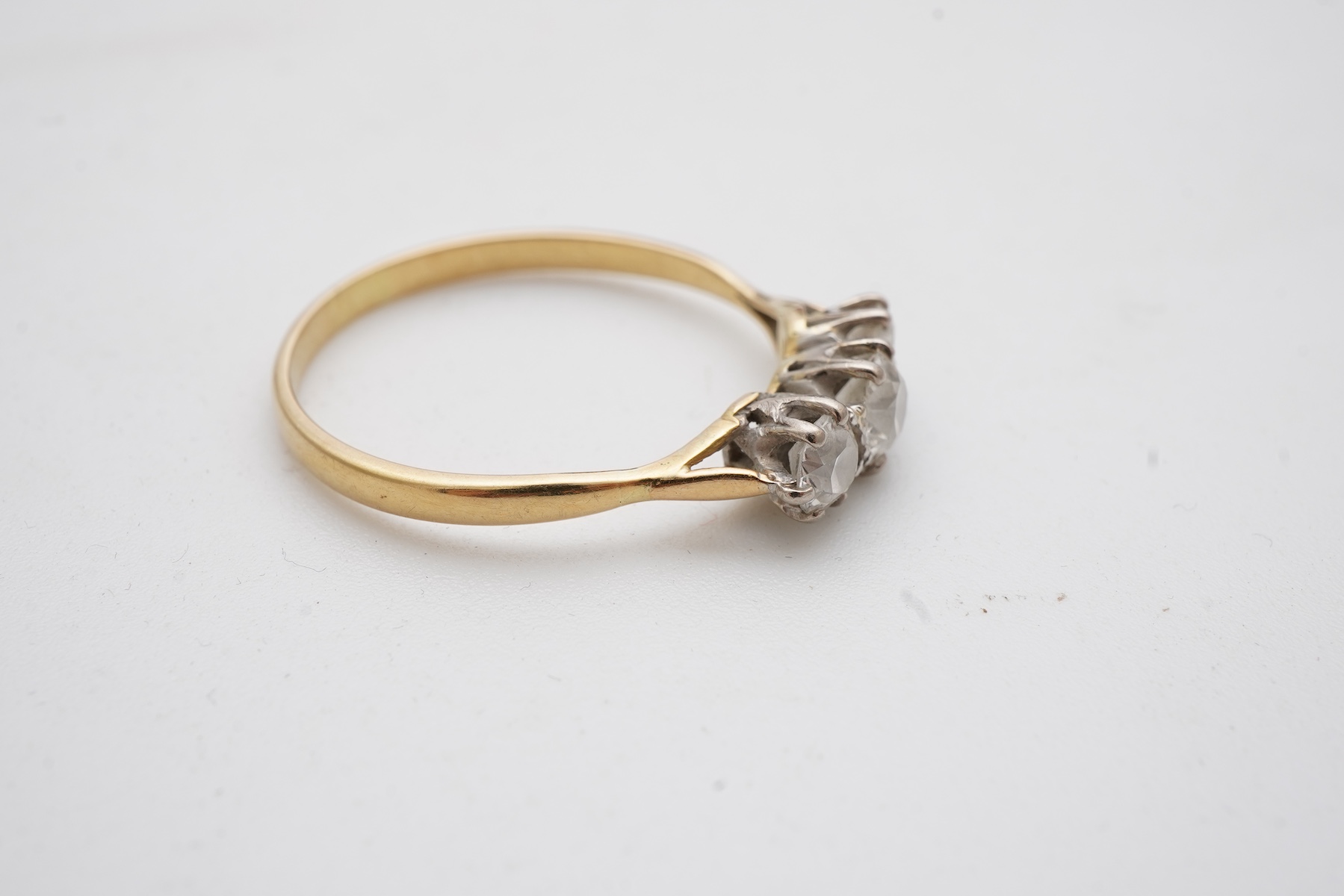A diamond three-stone ring